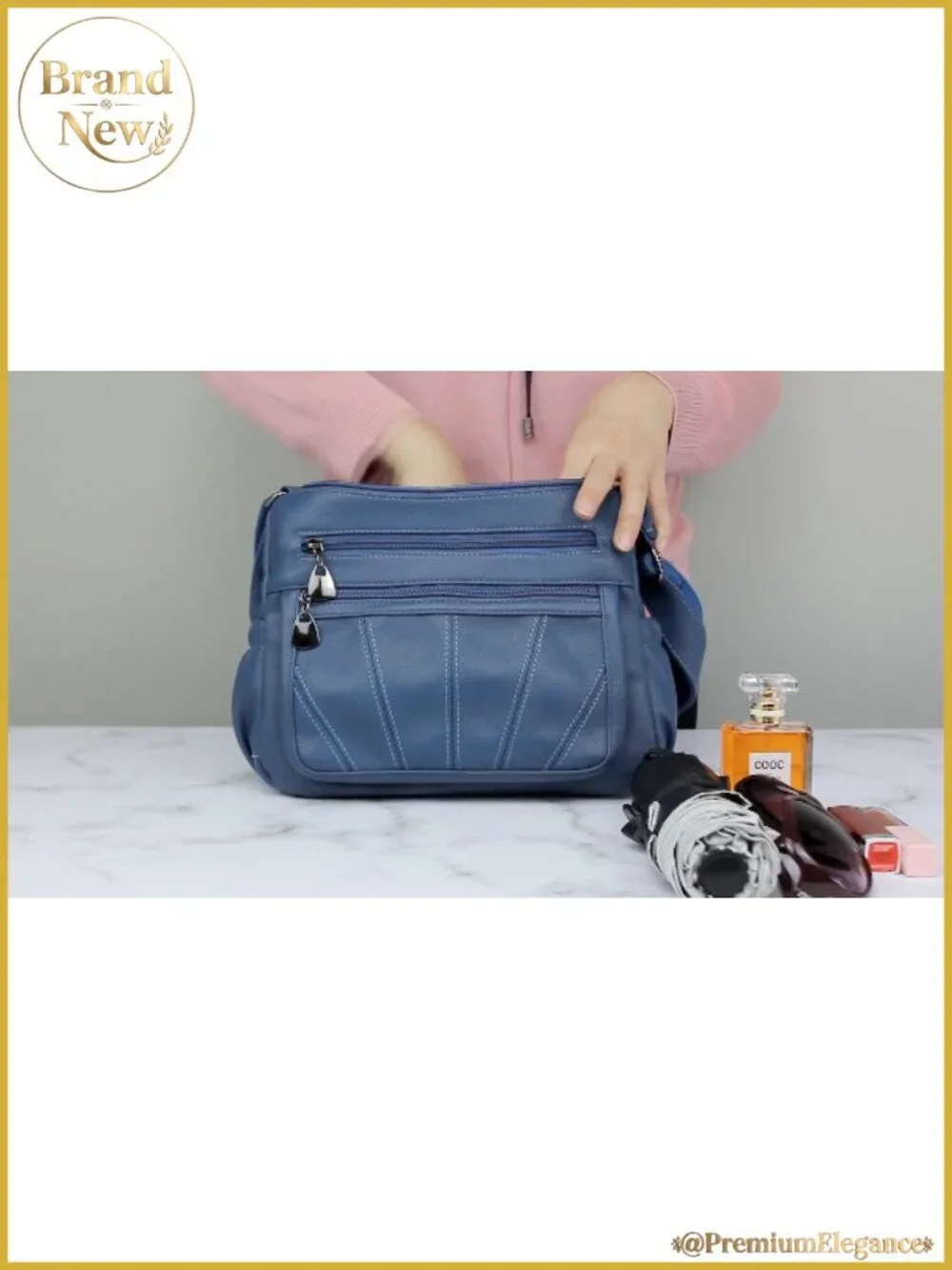 Women's Soft PU Leather Crossbody Satchel Bag with Multiple Pockets